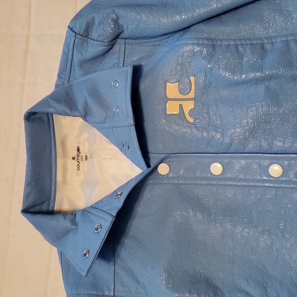 Courregès Vintage Vinyl Cropped Jacket Baby Blue - Picture 7 of 7
